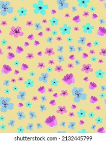 Background with flowers on a yellow background.