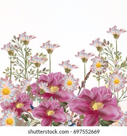 Background with flowers in pink