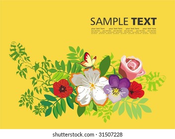 Background with flowers and plants
