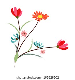 background with flowers in retro style