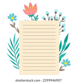 Background with flowers. Romantic template with floral decor.