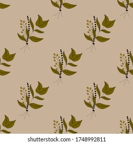 Background of flowers. Flowers Seamless background. Leaves. Orange.
