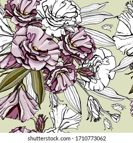 Background of flowers. Seamless pattern. Vector graphics.