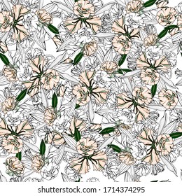 Background of flowers. Seamless pattern. Vector graphics.