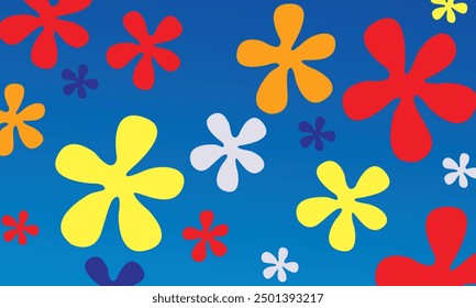 Background of flowers and sky with flower shaped clouds. modern art background template vector element. floral pattern. Background Bikini Atoll