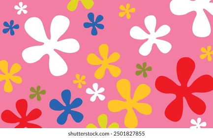 Background of flowers and sky with flower shaped clouds. modern art background template vector element. floral pattern. Background Bikini Atoll