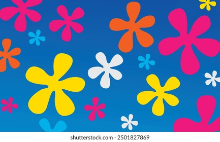 Background of flowers and sky with flower shaped clouds. modern art background template vector element. floral pattern. Background Bikini Atoll