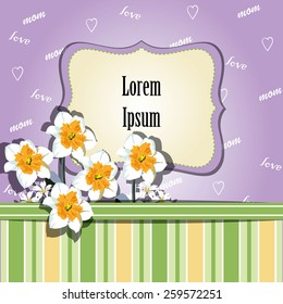 background with flowers and stripes can be used as invitation template or birthday and other holiday