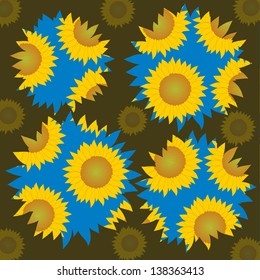 Background from flowers of sunflower. The substrate for the invitation.