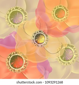 Background with flowers. Template Greeting card. Vector Illustration.