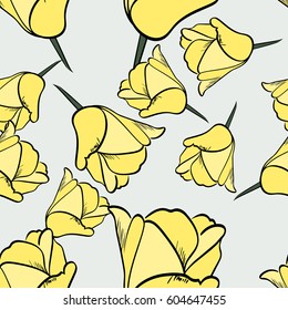 background flowers yellow tulips, seamless tulip, seamless flowers