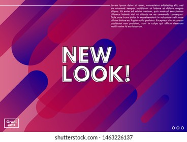 Background fluid set with radial circles. Geometric shapes on gradient background. Modern hipster template for poster, cover, banner, flyer, report, brochure. Minimal holographic fluid in neon colors.