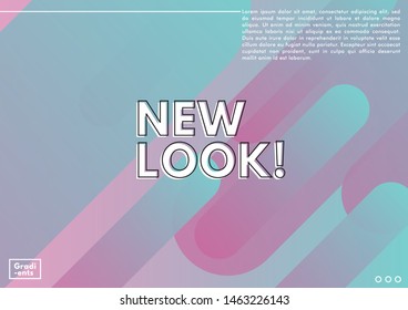 Background fluid set with radial circles. Geometric shapes on gradient background. Modern hipster template for poster, cover, banner, flyer, report, brochure. Minimal holographic fluid in neon colors.