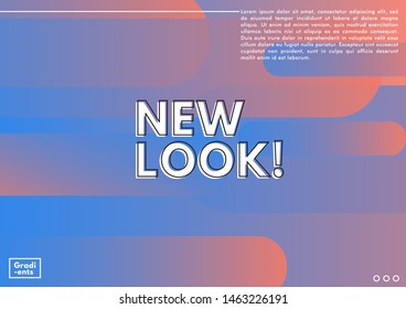 Background fluid set with radial circles. Geometric shapes on gradient background. Modern hipster template for poster, cover, banner, flyer, report, brochure. Minimal holographic fluid in neon colors.