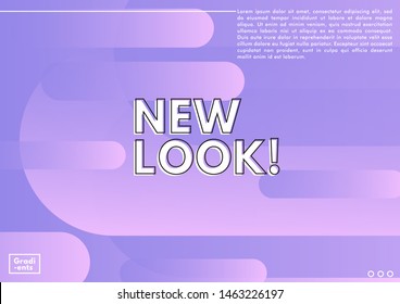 Background fluid set with radial circles. Geometric shapes on gradient background. Modern hipster template for poster, cover, banner, flyer, report, brochure. Minimal holographic fluid in neon colors.