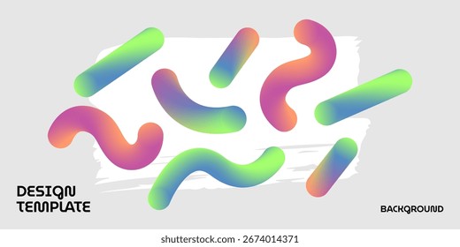 Background with fluid wavy gradient shapes. Colorful squiggles gradient lines design for flyer, poster, cover, banner, web