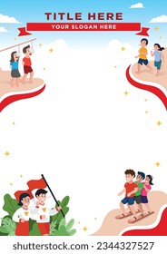 Background flyer or banner commemorating Indonesia's independence day. Red and white children's competition, in August. 78th anniversary of independence