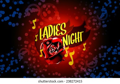 Background, flyer. Ladies night. Vector, eps 10