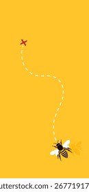 Background Flying bees. Yellow banner of bees with goals