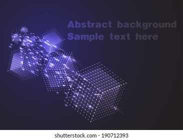 background flying cubes on a black background.vector illustration