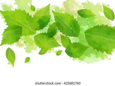 Background from flying green leaves