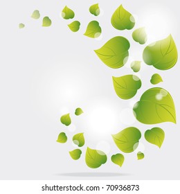 Background from  flying green leaves