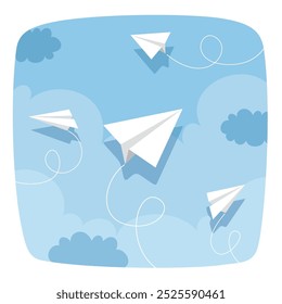 Background With Flying Paper Planes