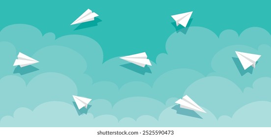 Background With Flying Paper Planes