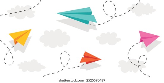 Background With Flying Paper Planes