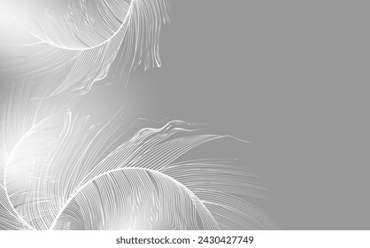  Fondo de plumas de ganso o cisne de vector realista volador. Relleno de plumas ecológicas para almohadas, mantas o chaquetas. Diseño de concepto vectorial.