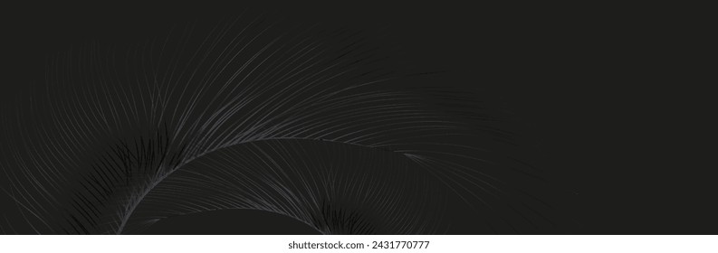 Background of flying realistic vector  goose or swan black feathers.Ecological feather filler for pillows, blankets or jackets.Vector concept design.