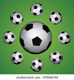 background with football balls 3d vector soccer