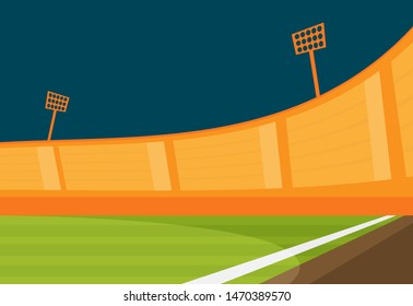 Background of football stadium vector flat design illustration.