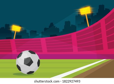 Background of football stadium vector flat design illustration.