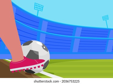 Background Of Football Stadium Vector Flat Design Illustration.