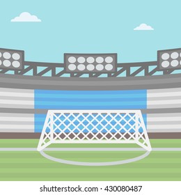 Background of football stadium vector flat design illustration. Square layout.