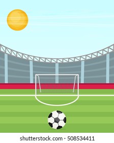 Background of football stadium vector flat design illustration.