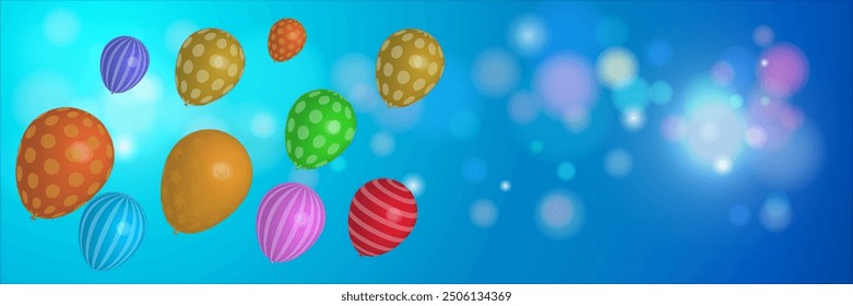 Background for, birthday with colored balloons.Vector illustration.