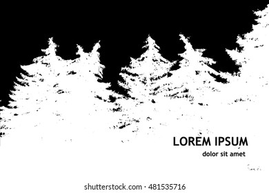 Background forest with fir trees. Vector
