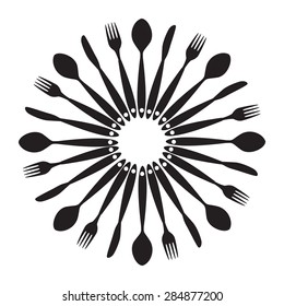Background with Forks, Spoons end Knifes. Vector Illustration EPS10