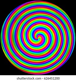 Background in the form of a colored circle spiraled on a black background