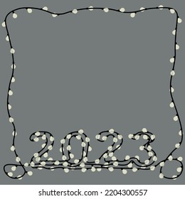 background in the form of a frame from a garland with the date 2023