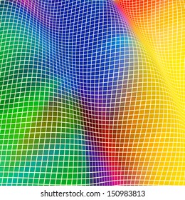 Background in the form of a wave from multi-coloured squares. No Meshes. EPS8 