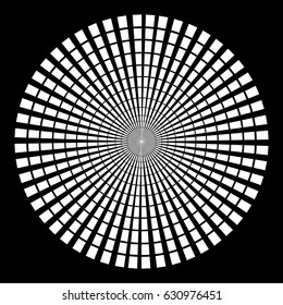 Background in form of white rays in the form of a circle on a black background. Vector illustration for web design