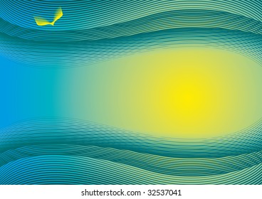 background formed from waveform in blue and yellow