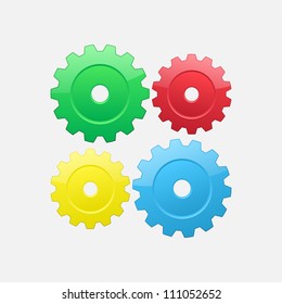Background with four gears different colors
