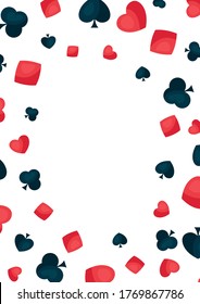 Background with four playing cards symbols. On-board game or gambling for casino.