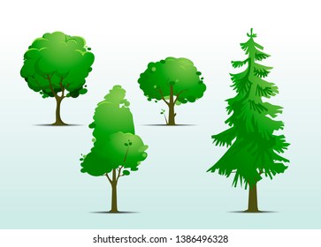 background with four trees - Vector