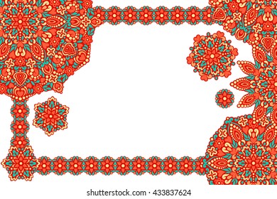 Background with frame of abstract patterns. Vector illustration.