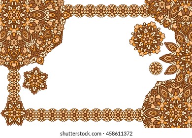 Background with frame of abstract patterns. Vector illustration.